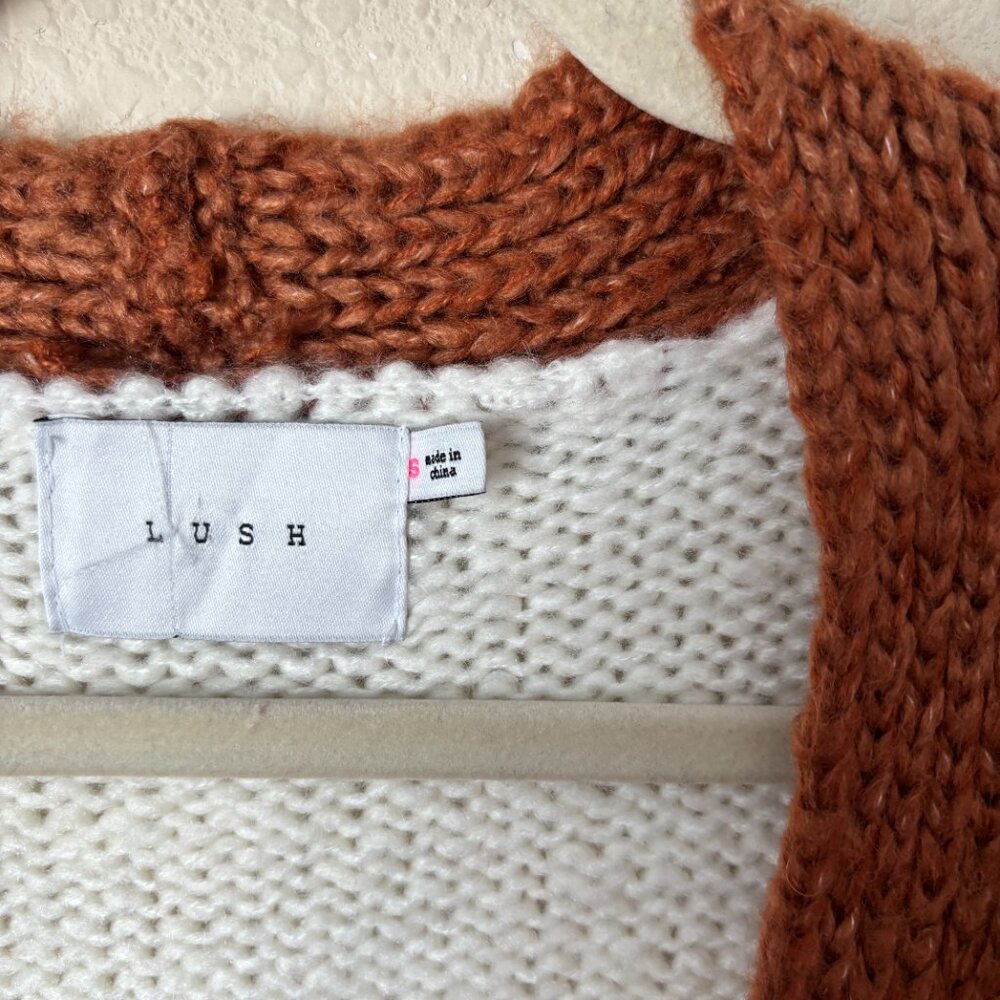 Lush Cozy Wool Blend Oversized Grandpa Colorblock Cardigan Sweater - Picture 4 of 12